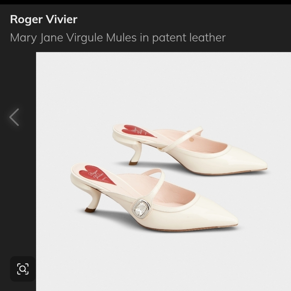 ROGER VIVIER Cream/Beige Virgule Kitten Heel Mesh Mary Jane Pumps Size 37